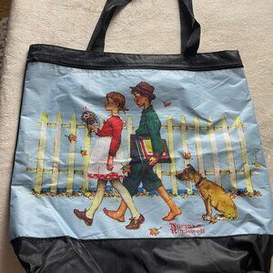 EUC Norman Rockwell Nylon Bag Tote Books Beach